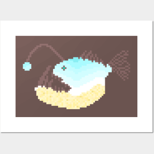 Modern Pixel Sea Anglerfish Posters and Art